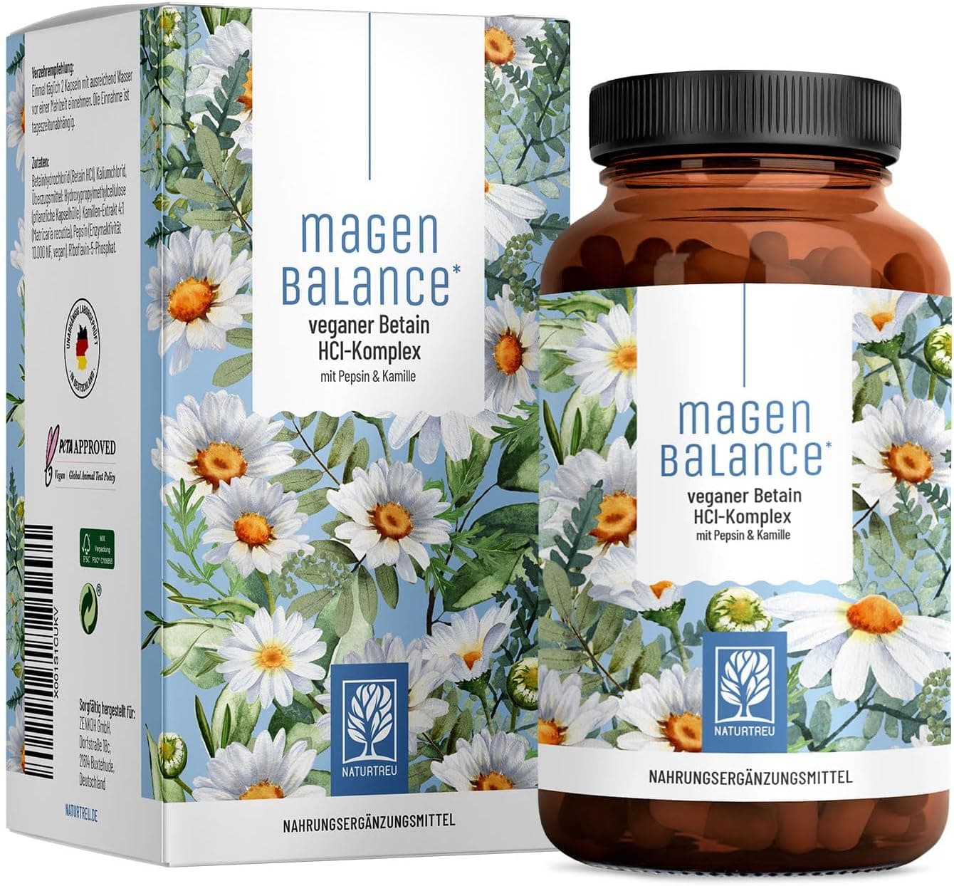 Product image: Naturtreu Magenbalance Betain HCI-Komplex mit Pepsin & Kamille