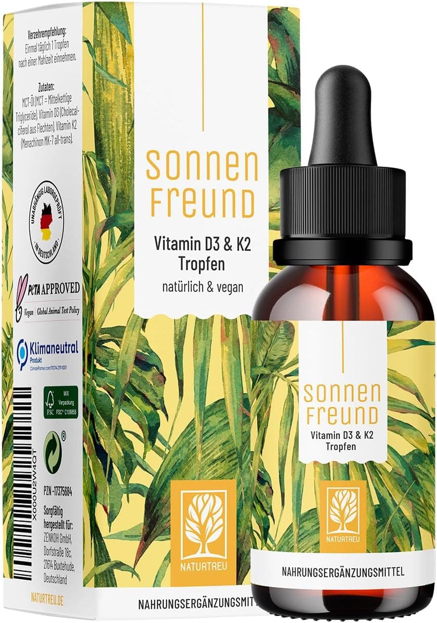 Product image: Naturtreu Sonnenfreund Vitamin D3 & K2 Tropfen für Erwachsene (1.000 I.E.)